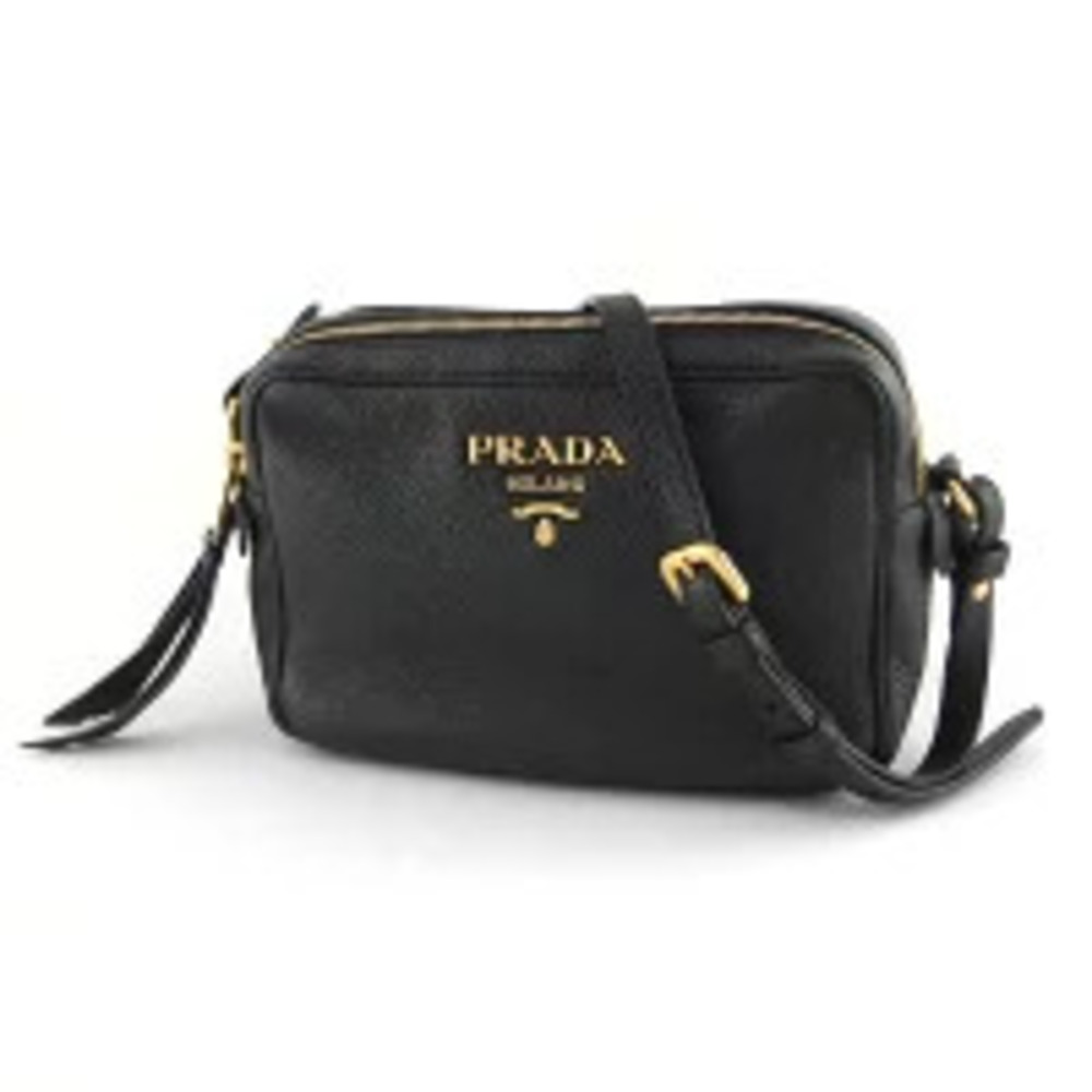 Prada Vitello Daino Double Zip Camera Bag Black